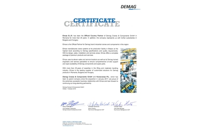 Elmas - the official country partner of Demag Cranes&Components